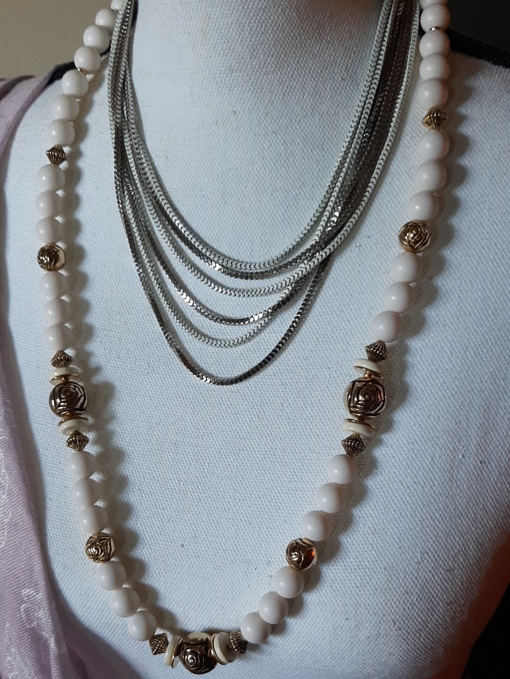 Multi-Strand Silver Layered Necklace - Picture 2 of 4